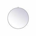 Blueprints 39 in. Metal Frame Round Mirror with Decorative Hook, Grey BL2222500
